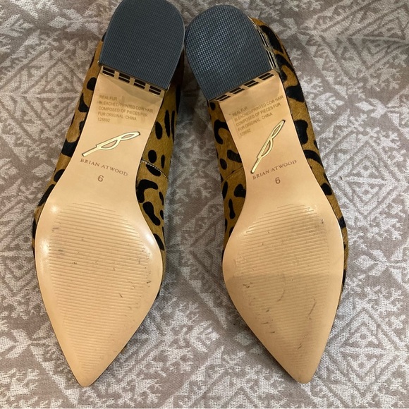 BRIAN ATWOOD Sz 6 Animal Print Pointy Toe Pony Hair Cage Chunky Heel Pumps Shoes - Picture 10 of 10